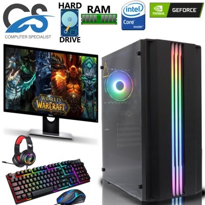 Refurbished Gaming PC Computer Bundle Intel Quad Core i5 8GB 1TB W 10 2GB GTX 1030 