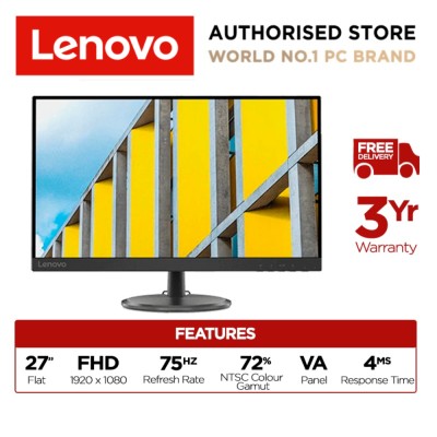 [BEST SELLER] Lenovo D27-30 27 Inch FHD 1920x1080 Monitor (66B8KAC6MY) 250nits | 72% NTSC 82 dpi | 4ms Response Rate | HDMI VGA Multiple Input | HDMI Cable Incl | 3Y Warranty
